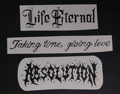 Various text tattoos