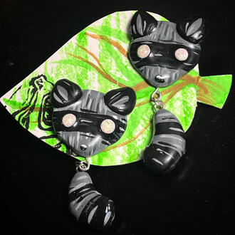 racoon earrings